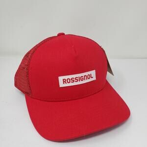 Rossignol Bright red Logo name patch snapback hat NEW - no Flaws